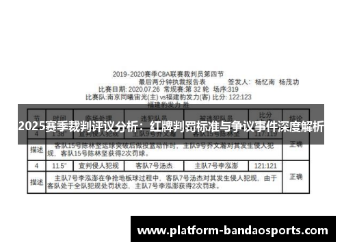 2025赛季裁判评议分析：红牌判罚标准与争议事件深度解析