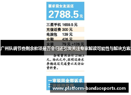 广州队调节费剩余款项是否会归还引发关注专家解读可能性与解决方案